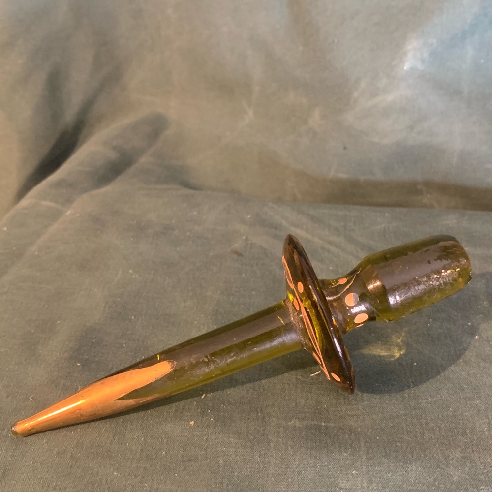 VTG Handpainted Bohemian Amber Glass Bottle with Stopper - Picture 9 of 13